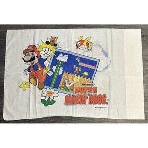 1988 Nintendo of America Mario Bros./Legend of Zelda Pillow Case Vintage RARE